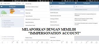 Melaporkan dengan Memilih “Immpersonation Account”